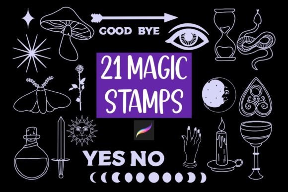 Download 21 Magical Procreate Stamp Set Brushes - Premium Resources